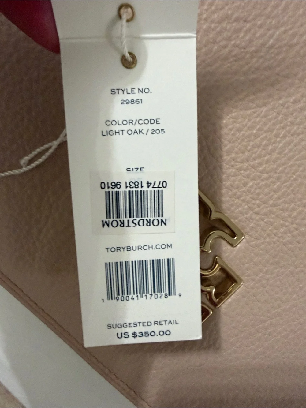 Tory Burch Pink Pebbled Leather Logo Clutch